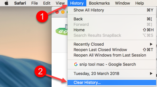MAC Safari clear cache Step 1